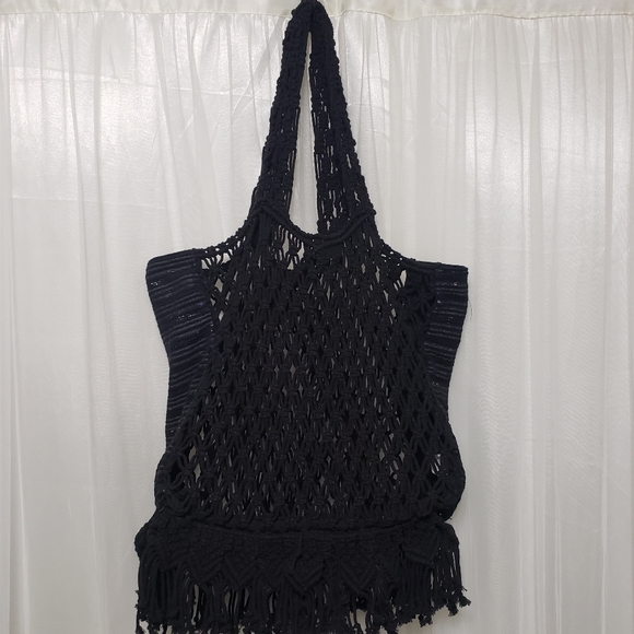 Volcom NWT Road Tripper Crochet Tote Black - Picture 6 of 12